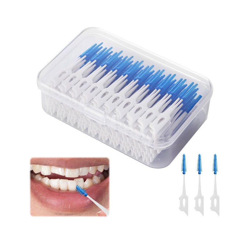 220 Pcs Interdental Brushes Blue for Tepe,Blue Dental Brushes for Teepees,Brushe for Tepe,Silicone 2-in-1 Tooth Floss Picks Teeth Floss Toothpicks Tool for Braces Oral Cleaning